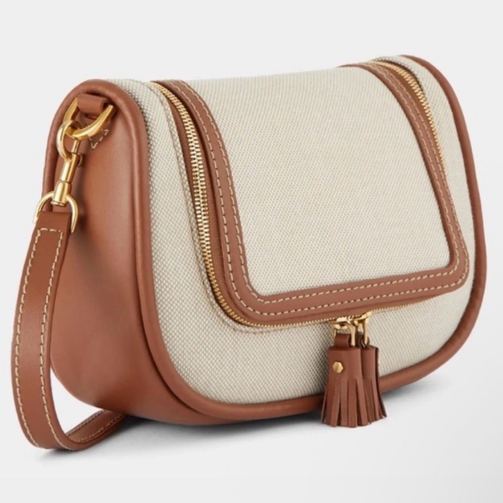 Anya Hindmarch Sold Out Canvas & Leather Crossbody – Natural/Tan | NWT